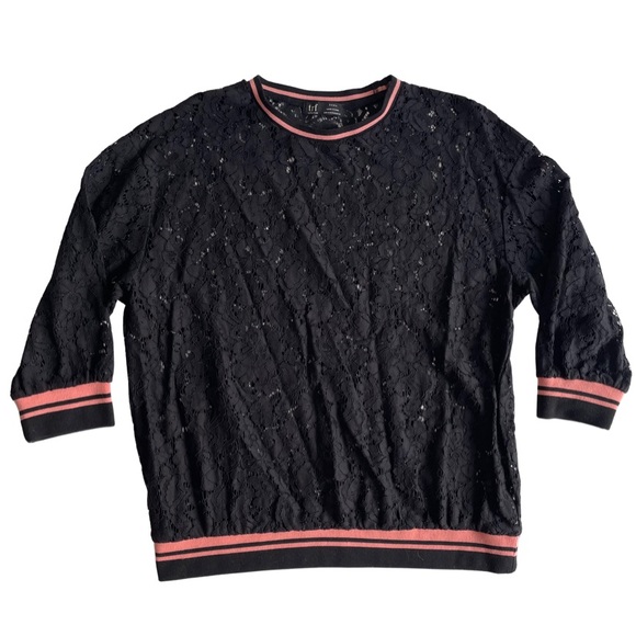 Zara trf (M) lace jersey in black and coral pink. Great condition - Picture 6 of 7